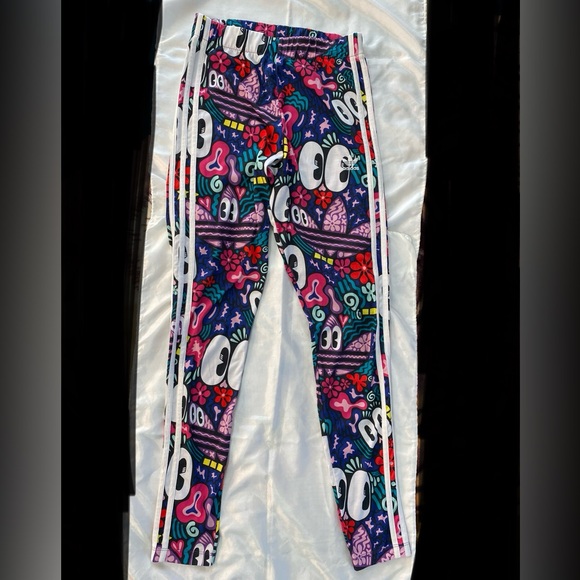 Adidas Leggings Size Small White/Blue/Red/Pink/Green Excellent Condition - Picture 3 of 10